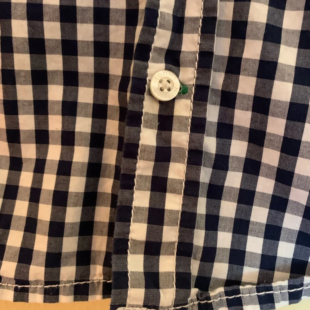 Tommy Hilfigur Boys Button Down plaid shirt-Navy /white - Picture 3 of 10